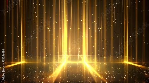 Vertical gold line with light and speed flare effect