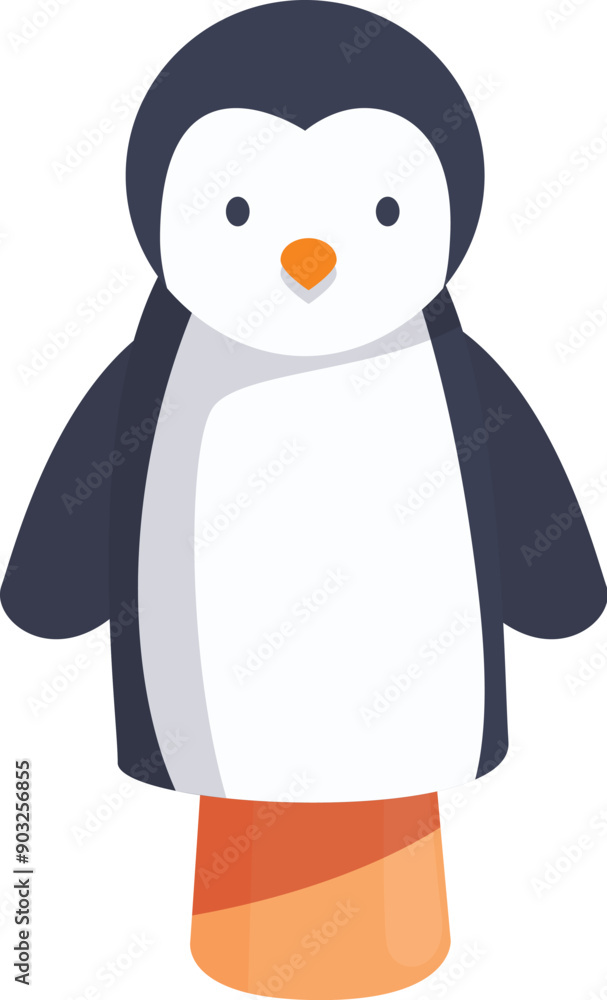 Adorable penguin puppet standing with a smiling face for kids entertainment Adorable penguin puppet standing with a smiling face for kids entertainment