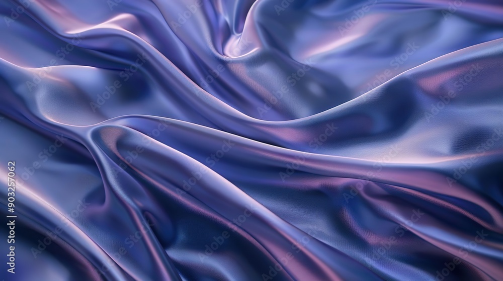 Fototapeta premium Flowing Iridescent Blue Silk Fabric Background