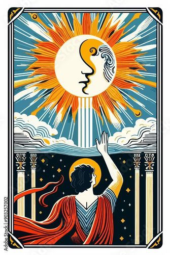 tarot card with woman, swords and cups