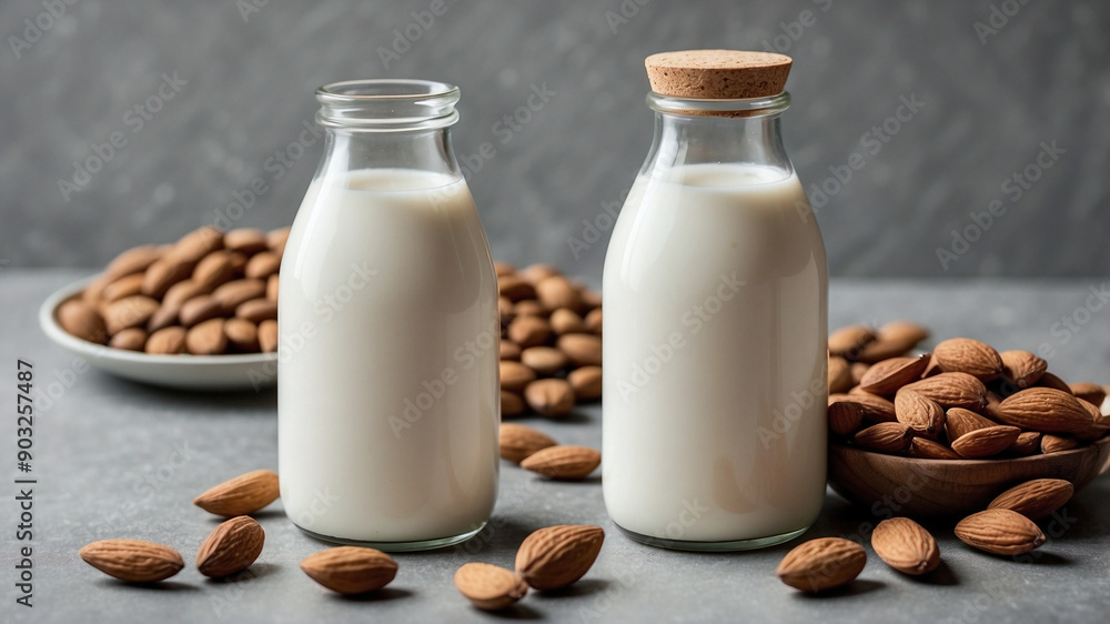 Fresh Almond Milk with Modern Design Bottle Fresh Almond Milk with Modern Design Bottle