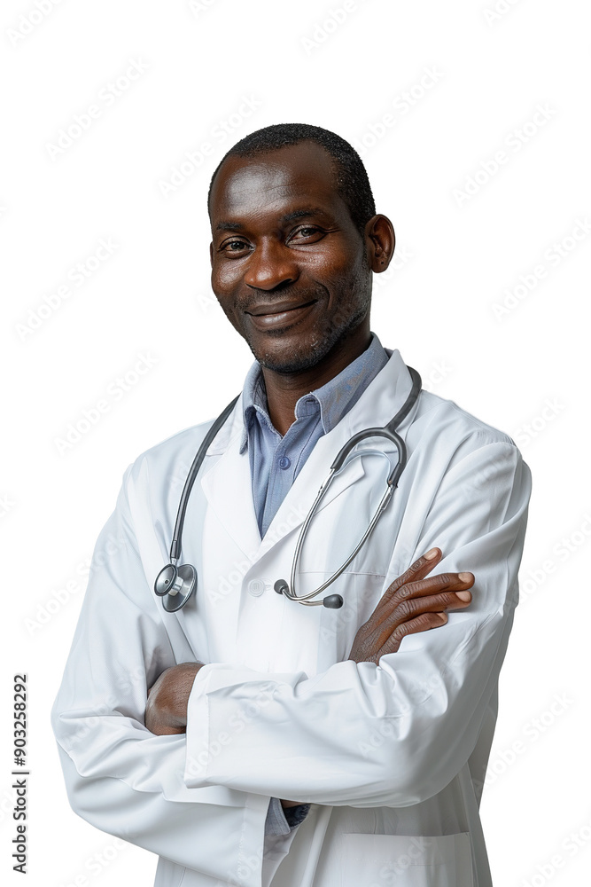 African male doctor. Isolated and transparent African male doctor. Isolated and transparent