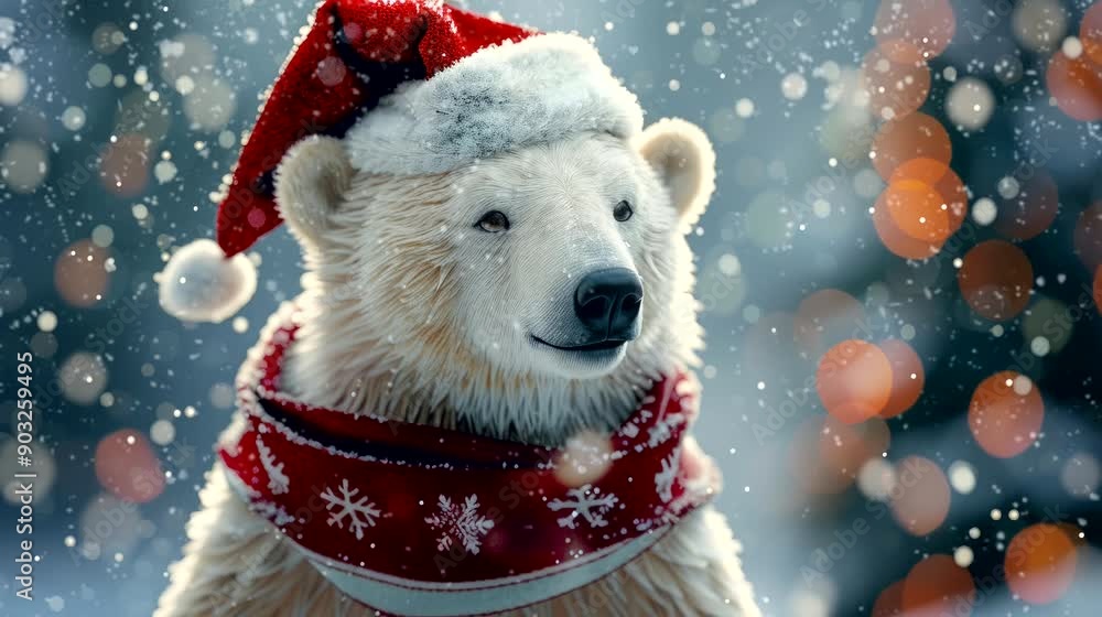 a festive wallpaper featuring cute bear dressed in Santa hats and scarves, christmas decoration tree. seamless looping time-lapse virtual 4k video animation background a festive wallpaper featuring cute bear dressed in Santa hats and scarves, christmas decoration tree. seamless looping time-lapse virtual 4k video animation background