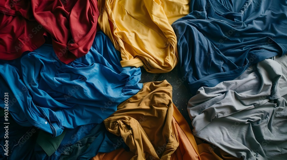 Obraz premium Colorful pile of t-shirts and shirts
