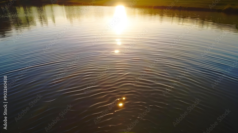Aerial shot of a tranquil lake in the morning Aerial shot of a tranquil lake in the morning