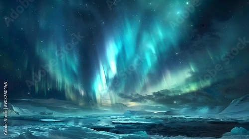 Amazing view of aurora borealis in night sky