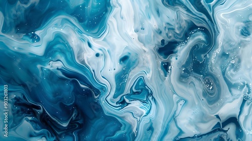 Colorful blue marble ink pattern texture