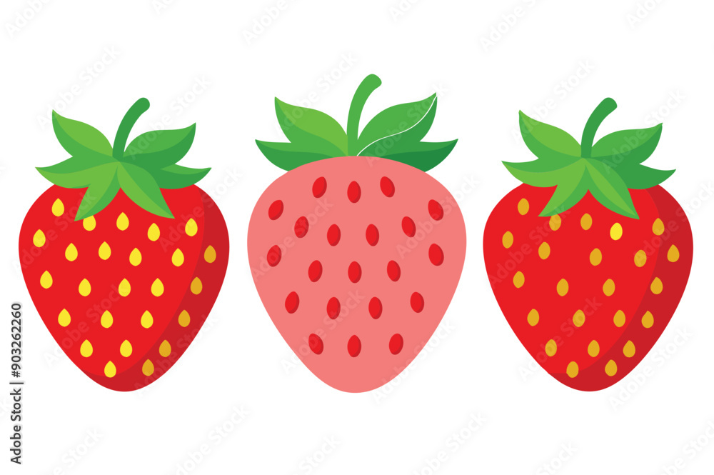 Strawberry flat vector illustration on white background. Strawberry flat vector illustration on white background.