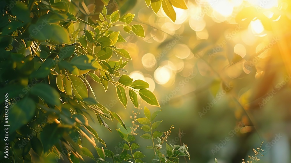 Golden Hour Sunlight Through Green Leaves Golden Hour Sunlight Through Green Leaves