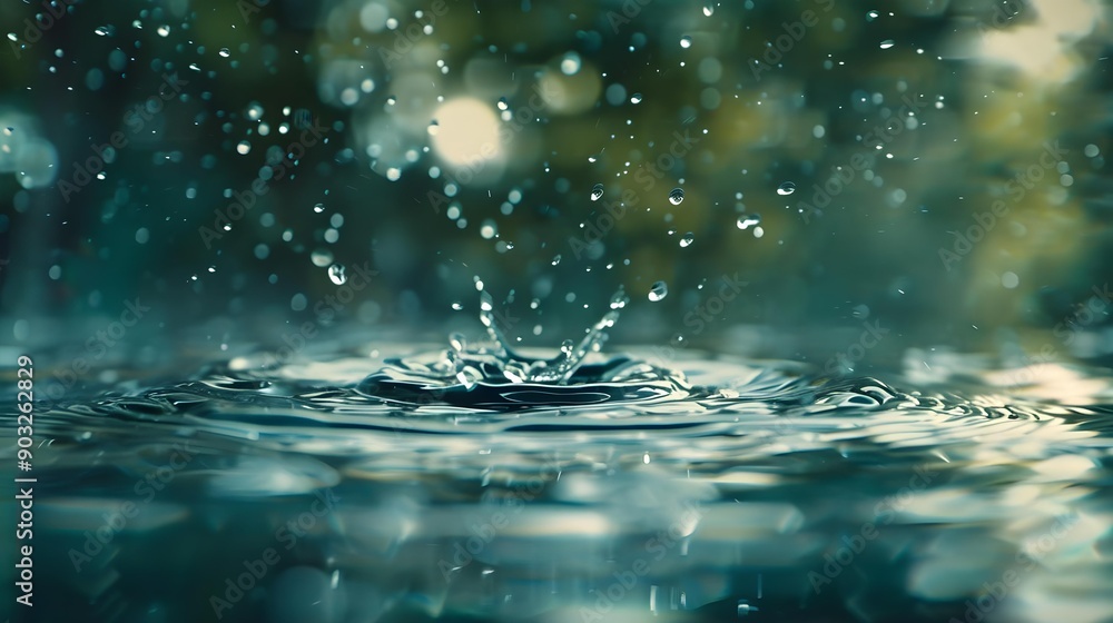 Water droplet splashing into a calm surface Water droplet splashing into a calm surface