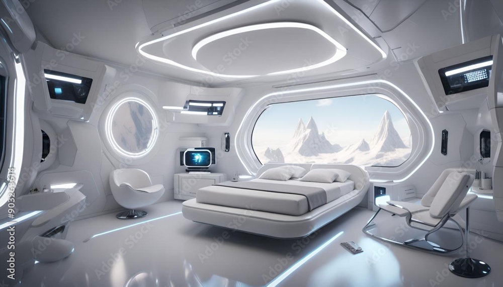 View of futuristic bedroom Generative AI View of futuristic bedroom Generative AI