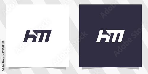letter mh hm logo design vector