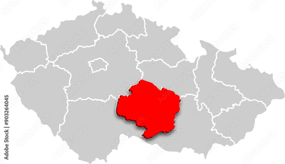 Kraj Vysočina map REGION of CZECH REPUBLIC 3d isometric map Kraj Vysočina map REGION of CZECH REPUBLIC 3d isometric map