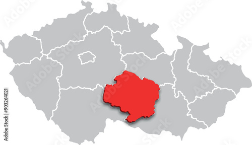 Kraj Vysočina map REGION of CZECH REPUBLIC 3d isometric map