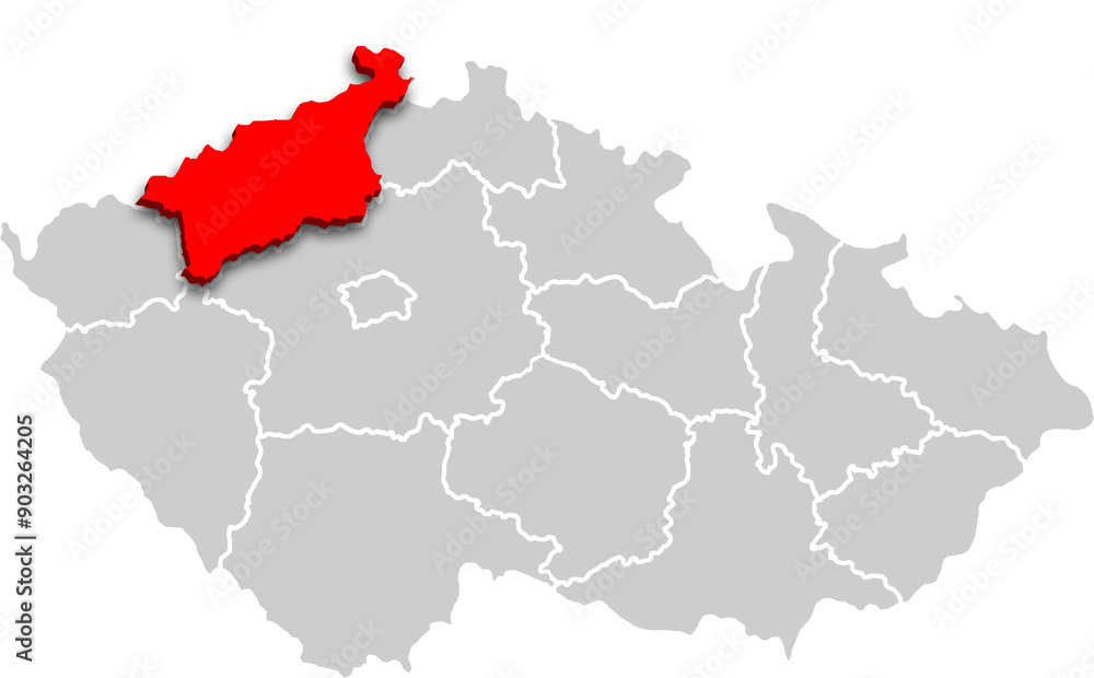 Ústecký kraj map REGION of CZECH REPUBLIC 3d isometric map Ústecký kraj map REGION of CZECH REPUBLIC 3d isometric map