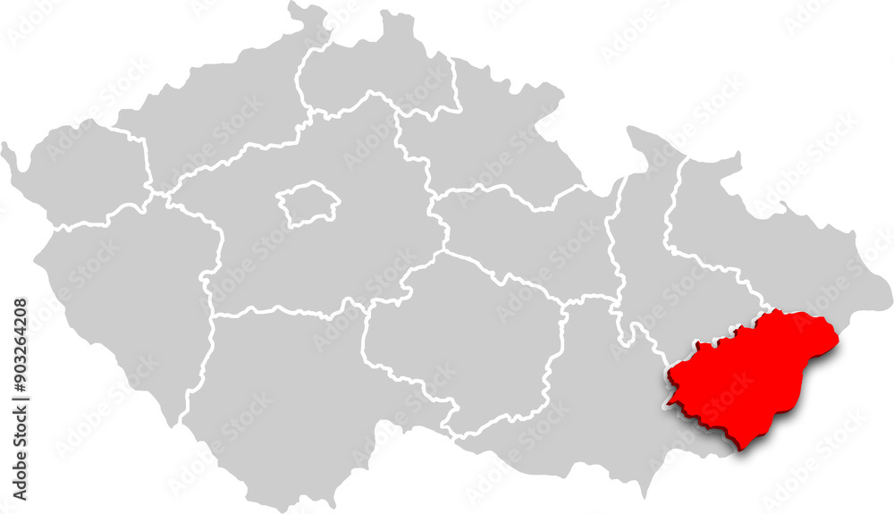 Zlínský kraj map REGION of CZECH REPUBLIC 3d isometric map Zlínský kraj map REGION of CZECH REPUBLIC 3d isometric map