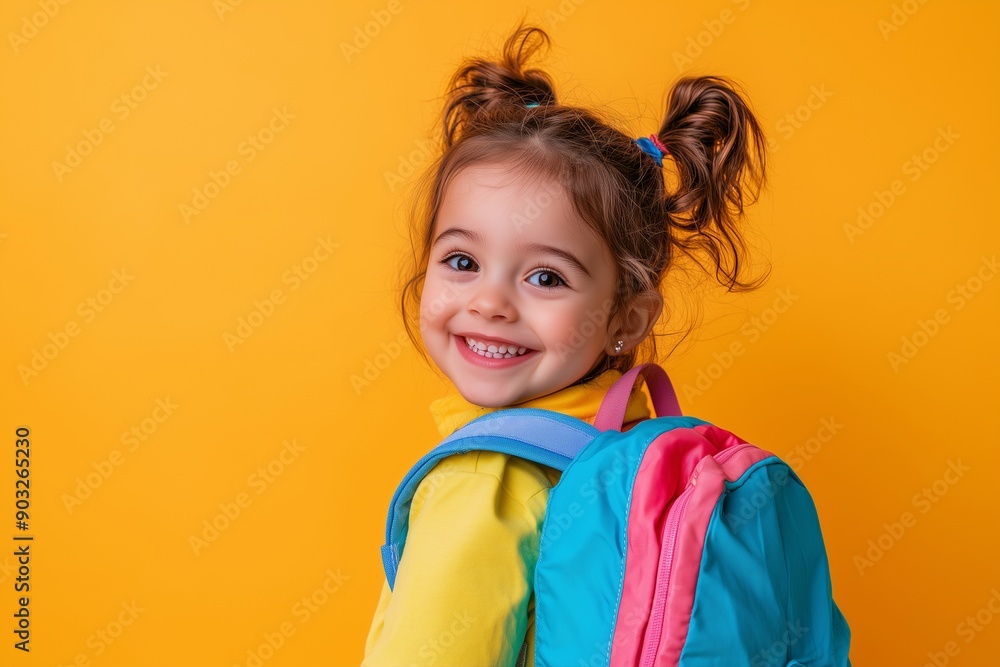 portrait of a little girl with a backpack portrait of a little girl with a backpack