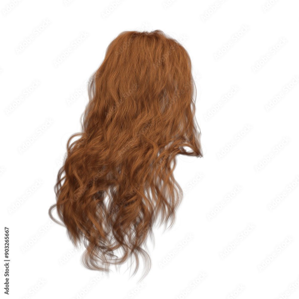 3d render soft curl wavy long red hair isolated 3d render soft curl wavy long red hair isolated