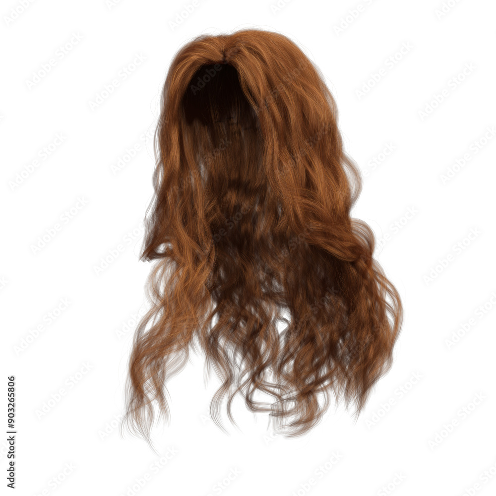 3d render soft curl wavy long red hair isolated 3d render soft curl wavy long red hair isolated
