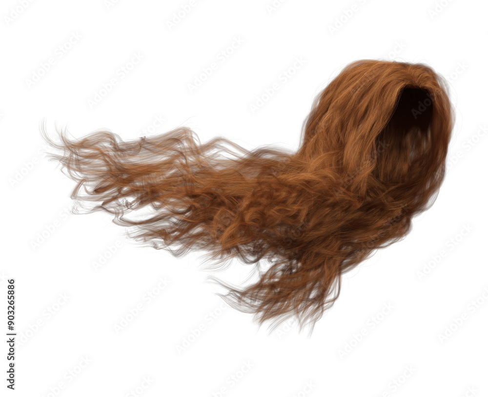 3d render soft curl wavy long red hair isolated 3d render soft curl wavy long red hair isolated