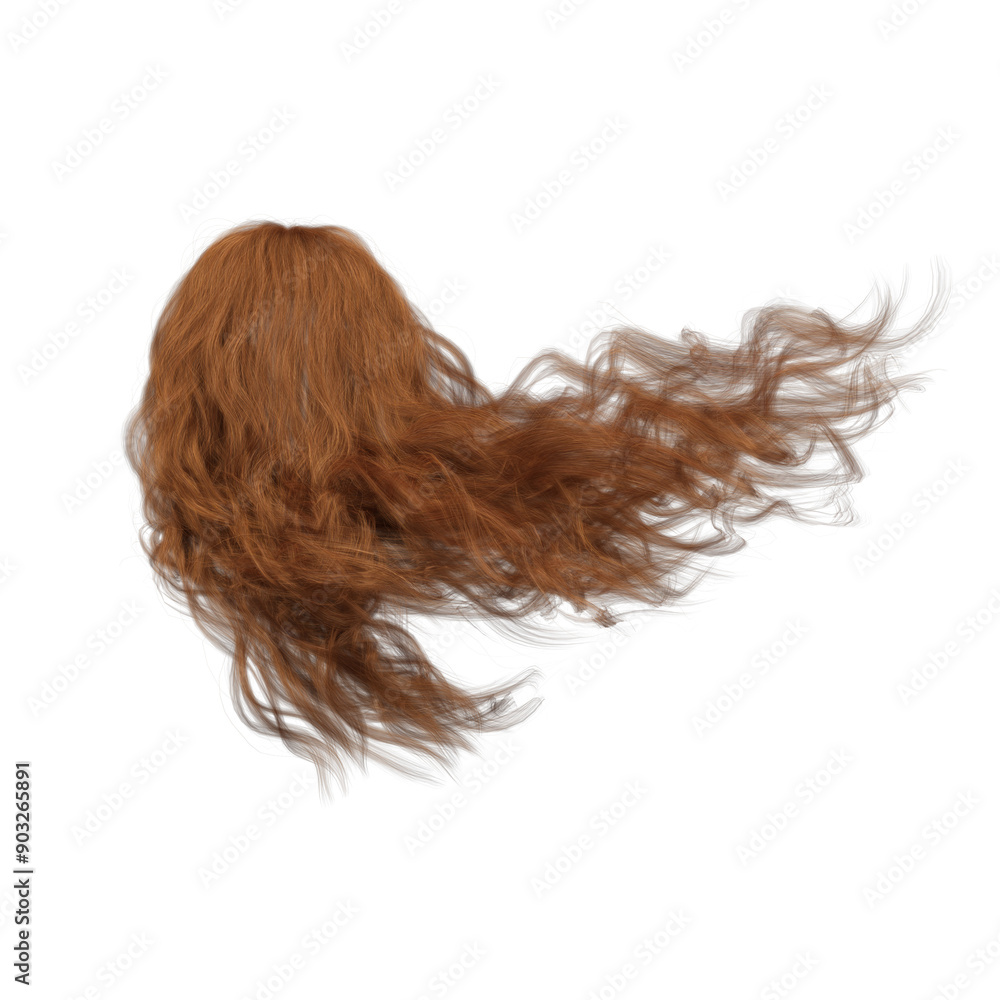 Fototapeta premium 3d render soft curl wavy long red hair isolated