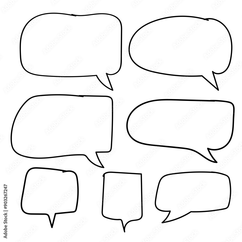 Set of empty comic speech bubbles Hand drawn doodle cartoon stickers. Vector illustration. Set of empty comic speech bubbles Hand drawn doodle cartoon stickers. Vector illustration.