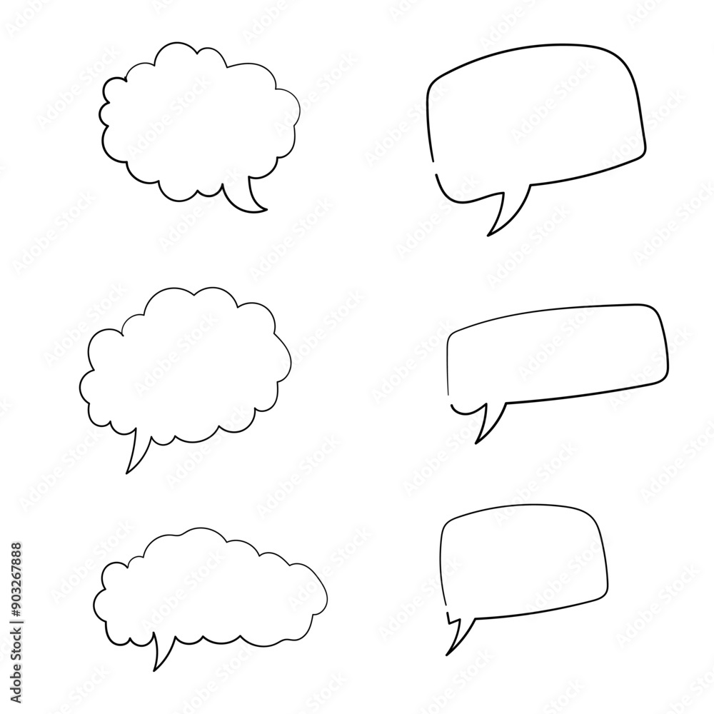 Set of empty comic speech bubbles Hand drawn doodle cartoon stickers. Vector illustration. Set of empty comic speech bubbles Hand drawn doodle cartoon stickers. Vector illustration.