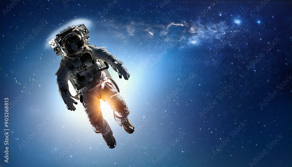 Naklejka premium Silhouette of an astronaut floating in outer space