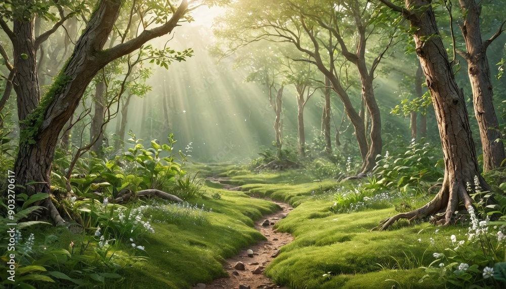 Obraz premium Sunbeams in the Forest.