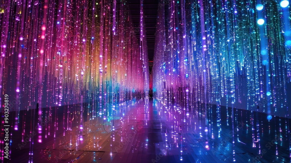A colorful array of fiber optic lights creating a glowing, ethereal effect A colorful array of fiber optic lights creating a glowing, ethereal effect