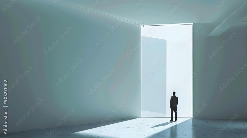 Blank interior with window and man Blank interior with window and man