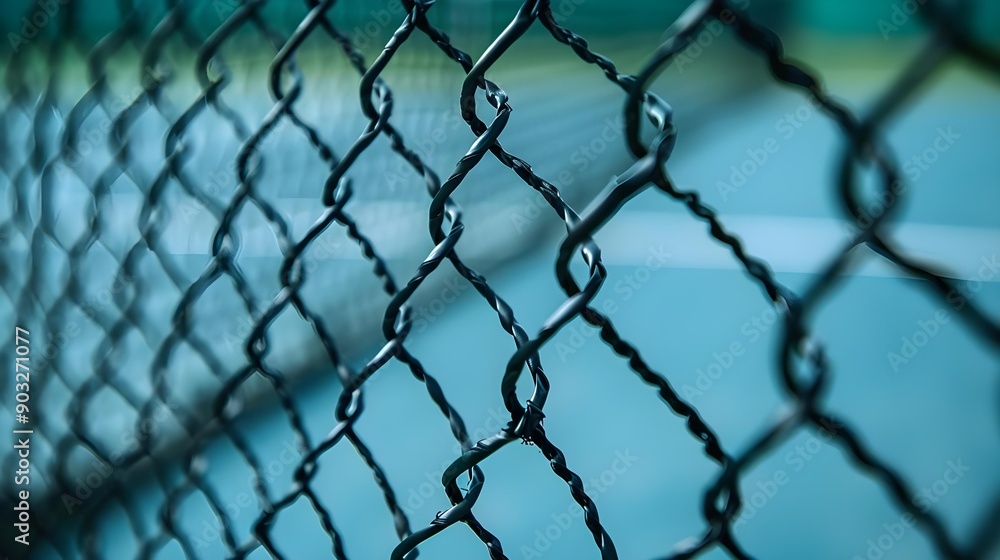 Fototapeta premium Close-up view of a tennis court net