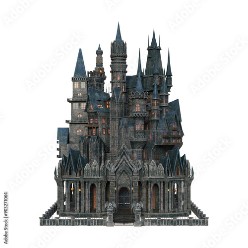3d render dark vampire castle fantasy isolated