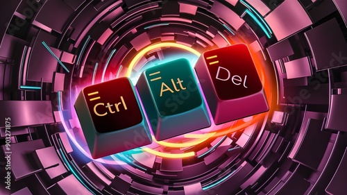 The Ctrl, Alt, and Del keys on a computer keyboard. Task manager processes.