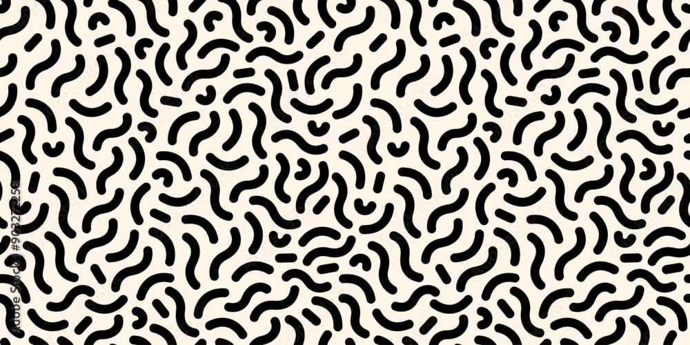 Seamless doodle-style pattern with abstract geometric grunge elements in black and white. Ideal for banners, postcards, ads, wallpapers, wrapping paper, and textiles. Memphis-inspired design. Seamless doodle-style pattern with abstract geometric grunge elements in black and white. Ideal for banners, postcards, ads, wallpapers, wrapping paper, and textiles. Memphis-inspired design.