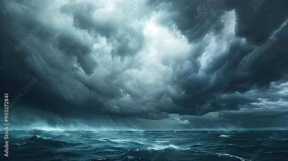 Storm with dramatic clouds over the sea Storm with dramatic clouds over the sea