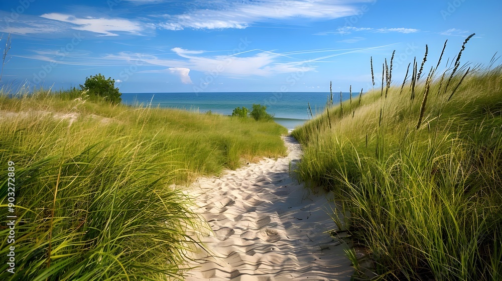Summer Vacation At The Beach - Winding Path Through the Coastline Summer Vacation At The Beach - Winding Path Through the Coastline