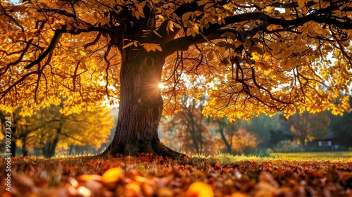 Tree with abundant yellow leaves