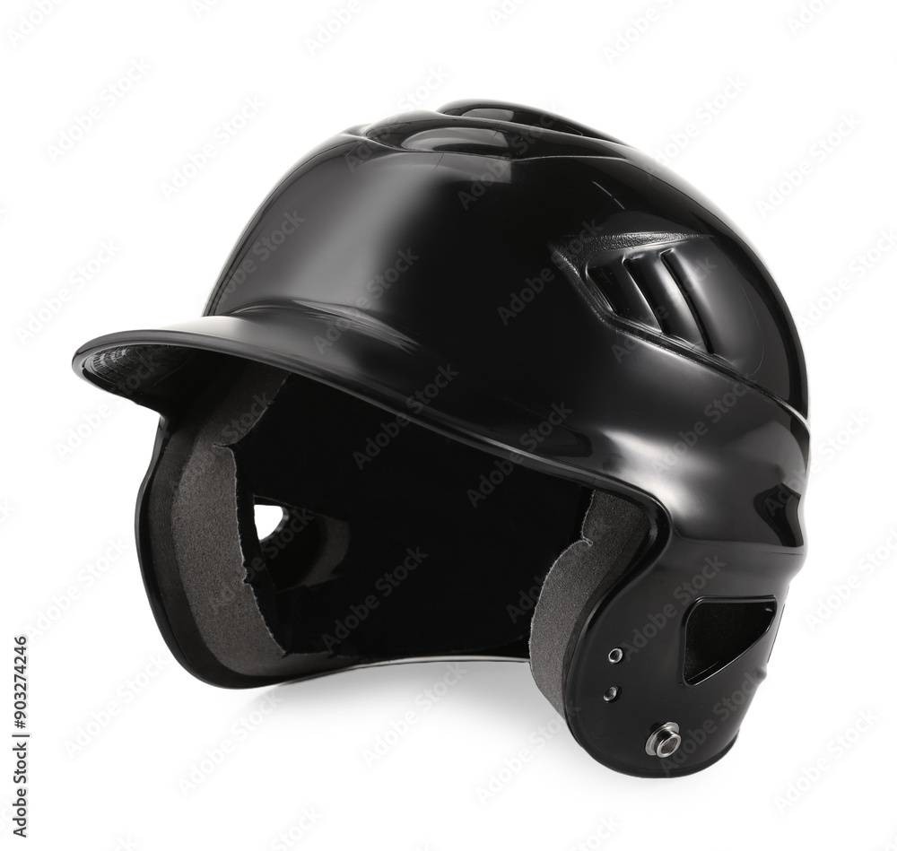 One black baseball helmet isolated on white One black baseball helmet isolated on white