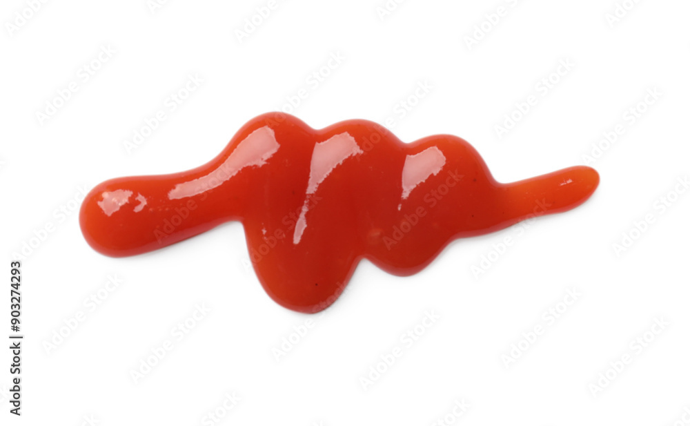 Tasty ketchup isolated on white, top view. Tomato sauce Tasty ketchup isolated on white, top view. Tomato sauce