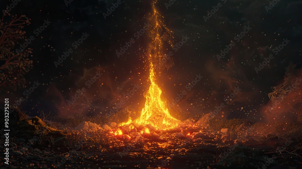 Fototapeta premium It is a flame rising from a bonfire