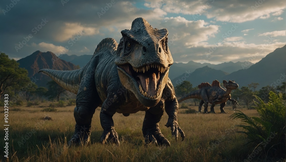 Fototapeta premium Exploring the mysteries of ancient times and the lives of extraordinary dinosaurs
