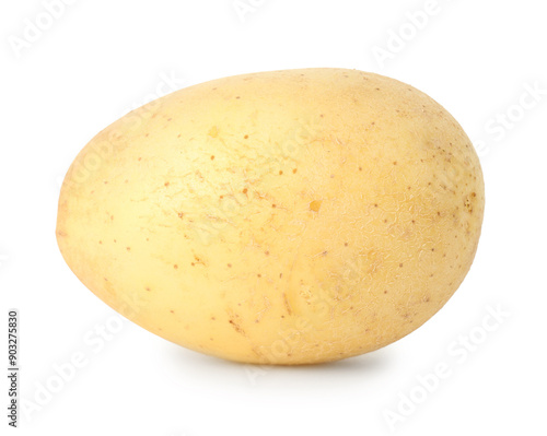 One young fresh potato isolated on white