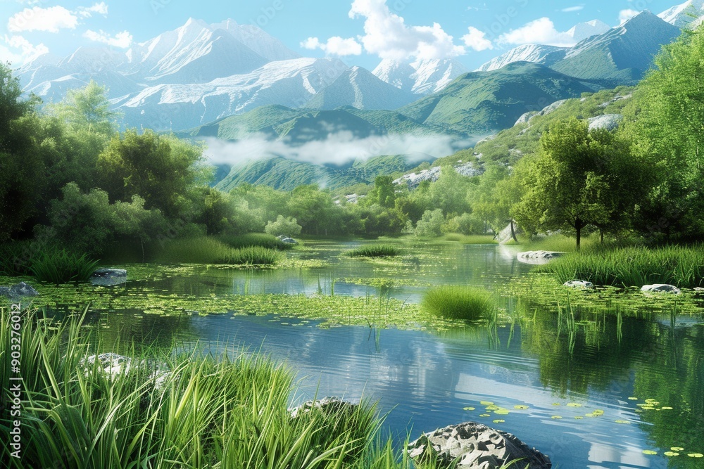 Fototapeta premium Eco-Friendly Cityscape. Environmentally friendly high detailed realistic concept