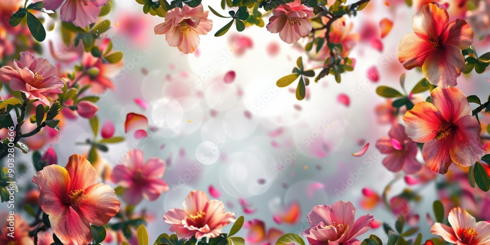 A cluster of colorful flowers suspended in mid-air, perfect for illustrations or design concepts A cluster of colorful flowers suspended in mid-air, perfect for illustrations or design concepts