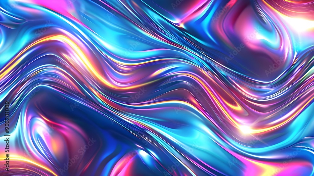 Colorful holographic abstract liquid waves Colorful holographic abstract liquid waves