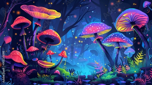 bright fantasy background fungi