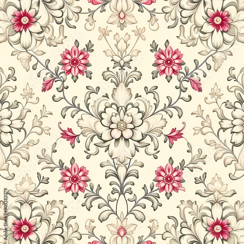 Wallpaper Mural seamless pattern with flowers Torontodigital.ca