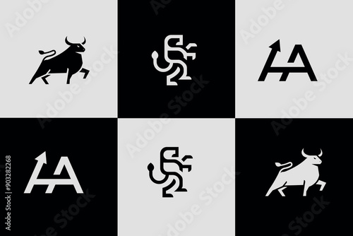 Animals logos collection. Animal logo set, Set of abstract animal  symbol vector elements template, clean minimal geometric 