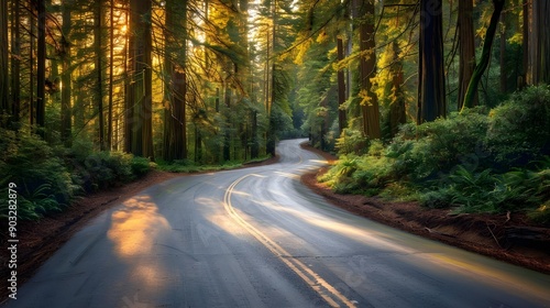 Scenic road in Redwood National Forest